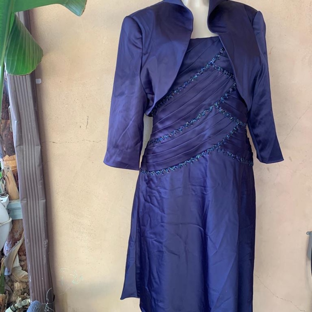 New blue party women 2 piece women size 18 dress & jacket